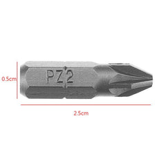 25pcs 25mm PZ2 Screwdriver Bits Set Hex Magnetic Power Tool