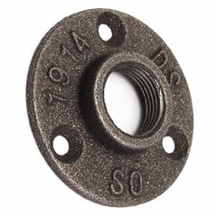 10pcs 3/4 Inch Black Malleable Threaded Floor Flange Iron Pipe Fittings Wall Mount