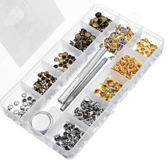 6mm 8mm 180Pcs Leather Double Cap Rivet Buttons Fixing Setting Kit Belts DIY Craft Repair Decoration