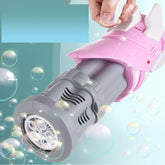 Electric Bubble Gatling Machine Maker One Key 5-hole Output Toy with Light and Music for Kids Play Gift