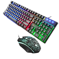 Keyboard & Mouse Combo 104 Keys Russian Version Wired Colorful Backlit Gaming Keyboard 2000DPI Optical Mouse Set with Mouse Pad