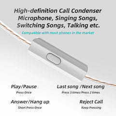 Dynamic In-Ear Wired Earphone Hi-Fi Noice Cancelling Sport Game Earphone Detachable Cable Earplugs Headphone With Microphone