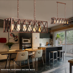 85-265V Industrial Kitchen Pendant 4/6-Light Chandelier Ceiling Lamp Fixture Decor Without Bulb