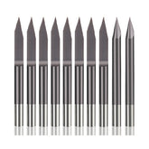 10Pcs 3.175mm Shank 30 Degree 0.1/0.2mm Tip V-shaped Engraving Drill Bit for Engraver CNC Router
