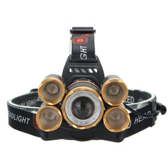 2500 Lumens Bicycle Headlamp 4 Switch Modes T6+ 4XPE White Light Mechanical Zoom