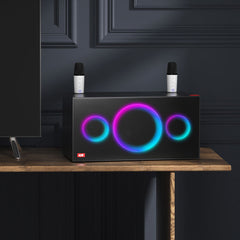 Wireless Karaoke Speaker Bluetooth Home Theatre Subwoofer Dual Microphone with 120w Colorful Lighting Effect Support Multiple Audio Inputs