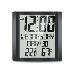 Digital Wall Clock Temperature & Humidity Snooze Alarm Clock Indoor Thermo-hygrometer Weather Monitor for Home