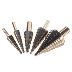 5pcs 4-35mm HSS Step Drill Bit Set Multiple Hole Metric Size with Aluminum Case