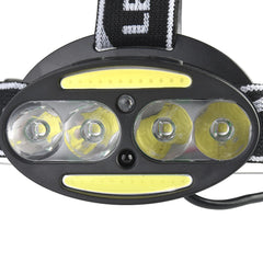 1900LM 6LED Smart Sensor Cycling Headlamp 5 Switch Modes 4xT6+2xCOB LED Red Warning Lig