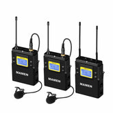 UHF Dual-Channel Wireless Microphone System 2 Transmitters 1 Receiver 50 Channels for Camera Phone