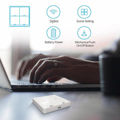 Wireless Switch Sticker Battery Power SmartThings Control ZB 2MQTT deCONZ 4 Gang