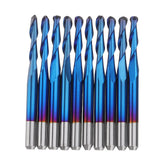 10pcs 3.175mm Shank 2.5mm End Mill Blue Coated Spiral Ball Nose CNC Milling Cutter