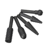 5Pcs 6mm Round Shank Rotary Rasp Set Wood Working Grinding Drill Bits File Cutter