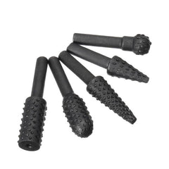 5Pcs 6mm Round Shank Rotary Rasp Set Wood Working Grinding Drill Bits File Cutter