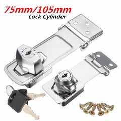 Locking Cylinder HASP Staple Garage Gate Door Lock Padlock with 2 Keys 75/105mm