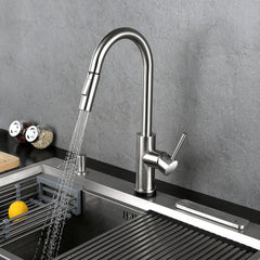 Pull Out Kitchen Faucet 304 Stainless Steel Tap Swivel 360 Degree Splash Proof Sink Hot And Cold Mixer