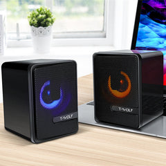 Gaming Speakers Wired Dual Computer Colorful LED Lights Loudspeaker Stereo Bass Satellite Speakers