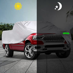 Pickup Truck Full Covers 190T Painted Silver with Windproof Straps Sun UV Snow Dust Resistant Protection Indoor Outdoor