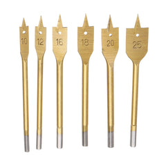 6pcs 10-25mm Flat Spade Wood Drill Hex Shank Woodworking Bit