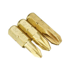 3pcs 25mm PZ1-PZ3 Pozi Screwdriver Bits 1/4 Inch Hex Shank Electroplating Bronze