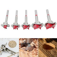 5Pcs Forstner Drill Bit Set 15 20 25 30 35mm Wood Auger Cutter Hexagon Wrench Hole Saw For Power Tools