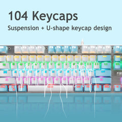 Wired Mechanical Keyboard 104 Keys RGB Backlight Blue Switch Waterproofd USB Gaming Keyboard for Laptop Desktop PC