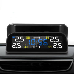 Solar Car 360 Rotation Tire Pressure Monitoring System Digital Clock LCD Display Tyre Temperature Safety Alarm Machine