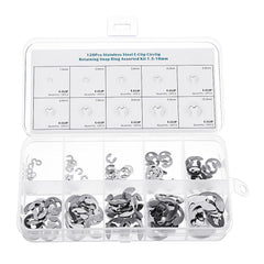 Stainless Steel E-Clip Circlip Retaining Snap Ring 1.5-10mm Assortment Kit 120Pcs