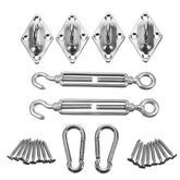 24pcs Sun Shade Sail Accessories for Triangle or Square Shade Sail Replacement Fitting Tools