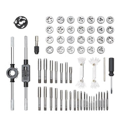 60pcs Metric and Imperial Thread Tap Die Set with Case Screw Wrench Kit Hand Tapping Tools