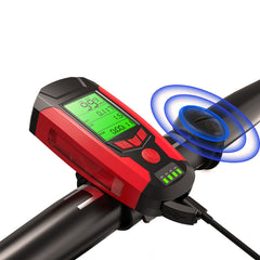 3-in-1 350LM COB Bike Light + USB Horn Lamp + Speed Meter LCD Screen 5-Modes Waterproof Bicycle Headlight With Horn
