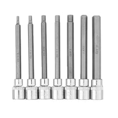 7Pcs 3/8" Drive Long Reach Hex Bit Socket Set 3-10mm CR-V Screwdriver Head Set