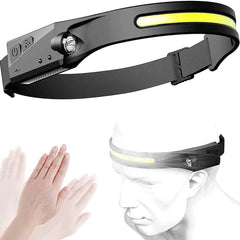 COB LED Induction Riding Headlamp 1200mAh USB Rechargeable 270 Wide Range 350LM 5 Lighting Modes Cycling Adventure Fishing Flashlight
