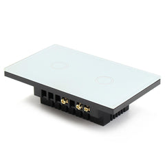 Crystal 1 Way 2 Gang Glass Remote Panel Touch LED Light Switch Controller With Remote Control