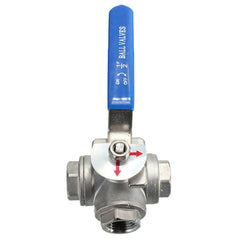 G1/2inch Female Thread 3-Way L-Port Stainless Steel Ball Valve