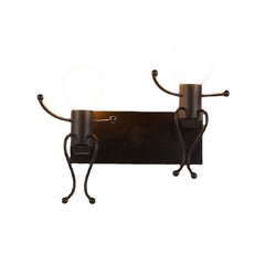 Creative Funny Double Cartoon Robot Iron Led Wall Lamp Wall Light