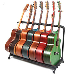 Multi Guitar Stand 7 Holder Foldable Universal Display Rack for Classical Acoustic, Electric, Bass Guitar and Guitar Bag
