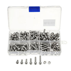 M4SH1 M4 Stainless Steel Hex Socket Cap Head Screws Bolts Nuts Assortment Kit 250Pcs