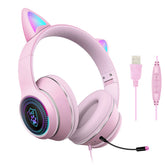 Bluetooth Headphones LED light Cat Ears Headset Wireless Earphone Headphones BT5.0 Wireless For Samsung for PC