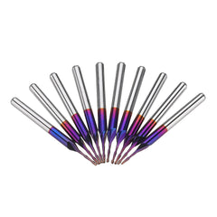 10pcs 3.175mm Shank 0.8mm Blue Coated Spiral Ball Nose End Mill CNC Milling Cutter