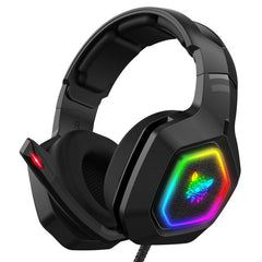 Gaming Headphones 50mm Drivers Unit Noise Reduction RGB Light Wired Headset with Mic