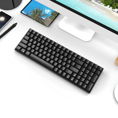 Bluetooth 2.4G Wired Mechanical Gaming Keyboard 100 Keys Three Mode With Hot Swappable Switch