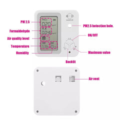 Multi-function Air Quality Monitor Temperature Humidity Digital Display Indoor/Outdoor PM2.5 Formaldehyde Detector High Accuracy Meter Gas Detector