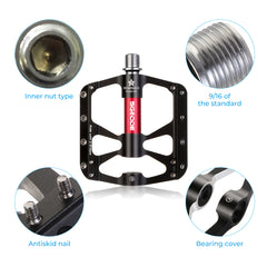 1Pair Bicycle Pedals 3 Bearings Platform Bicycle Flat Non-Slip Outdoor Cycling Flat Pedals