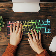 Wired Mechanical Keyboard Optical Switch Pudding Keycaps RGB 68 Keys 65% Hot Swappable Gaming Keyboard