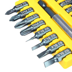 17Pcs 1/4 Hex Shank Screwdriver Bits Set Square Phillips Slotted U Screwdriver Bits