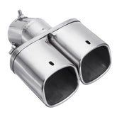 Universal Square Double Outlet Half-Grilled Blue Muffler Exhaust Tip End Tail Pipe