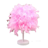 Colorful Feather Shade Table Lamp Bedside Desk Lamp Night Light Home Decor Gifts
