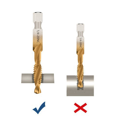 6pcs Hex Shank Spiral Flute HSS Combination Screw Tap Drill Bit Imperial Units 6-32NC to 1/4-20NC Threading Tool