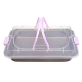 Cake Pan Carbon Steel Cook & Carry Pan Kitchen Baking Tray Bakeware With Lid